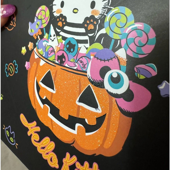 Hello Kitty Glitter Pumpkin Halloween Wooden Sign Decor NEW sparkle Fall Decor - Picture 5 of 9